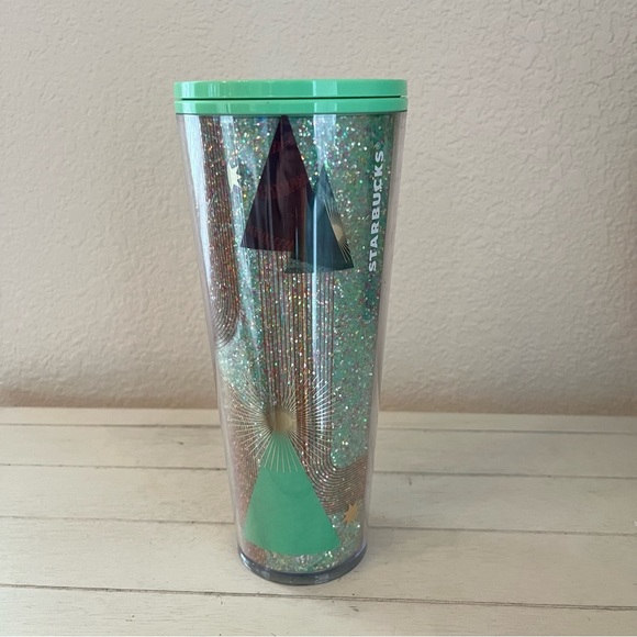 Starbucks Other - Starbucks Sparkle Glitter Christmas Tree Holiday Plastic Cold Cup Tumbler